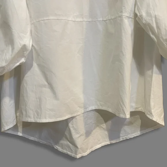 White Cotton Balloon Sleeve Formal Top - Picture 4 of 6
